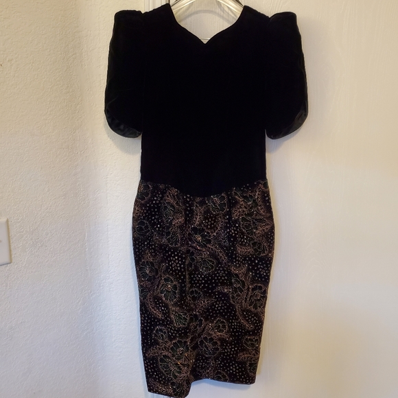 Vintage Jessica McClintock Velvet 80s Party Dress - Picture 3 of 16
